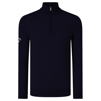 Maglione Merino a coste con cerniera ¼