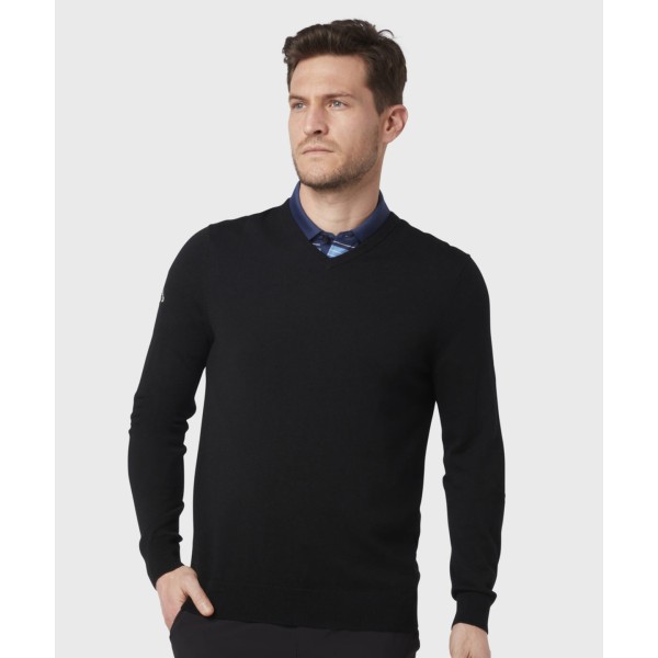 Maglione in lana merino a coste con scollo a V - cod. RWCW076