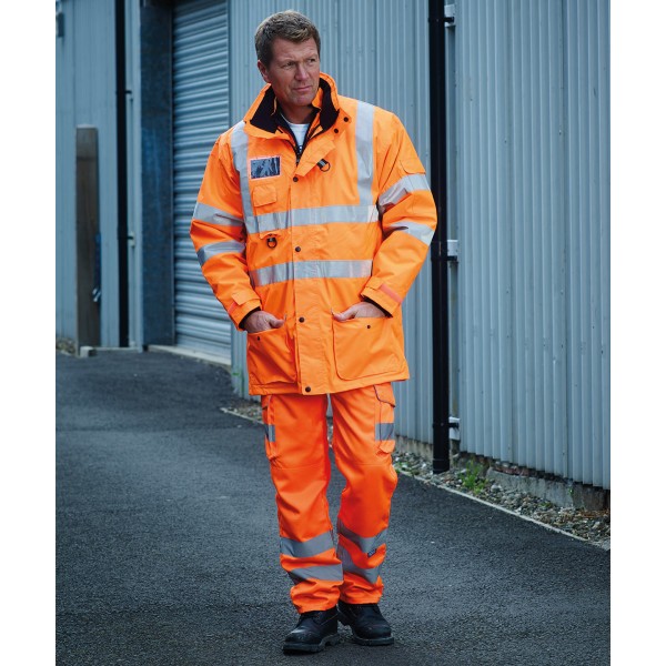 Pantaloni cargo in policotone ad alta visibilità con tasche porta-ginocchiere (HV018T/3M) - cod. RWYK073