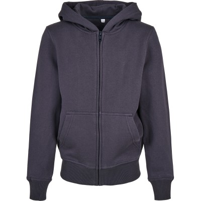 Felpa con cappuccio basica con zip per bambini organici Felpa con cappuccio basica con zip per bambini organici