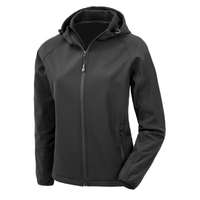 Softshell con cappuccio stampabile a 3 strati riciclato da donna