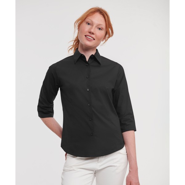 Camicia attillata da donna con maniche a ¾ e facile da lavare - cod. RWJ946F