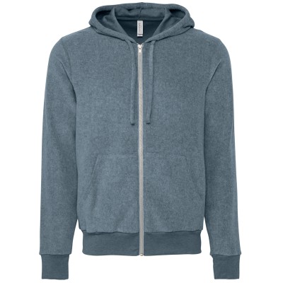 Felpa unisex con cappuccio e zip intera in pile scamosciato Felpa unisex con cappuccio e zip intera in pile scamosciato