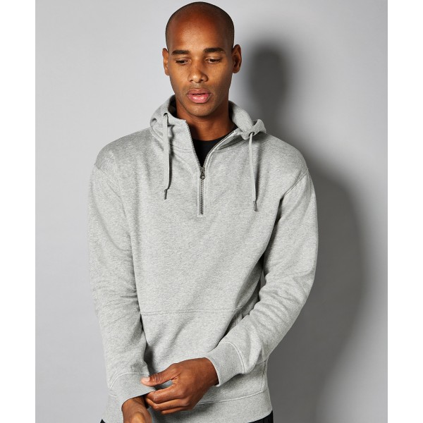 Felpa con cappuccio e zip 1/4 vestibilità regolare - cod. RWKK336