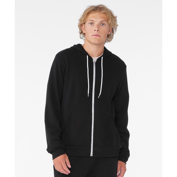 Felpa unisex con cappuccio e zip intera in pile di policotone - cod. RWBE106
