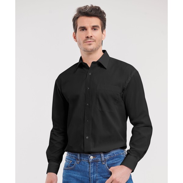 Camicia a maniche lunghe in popeline di puro cotone facile da trattare - cod. RWJ936M
