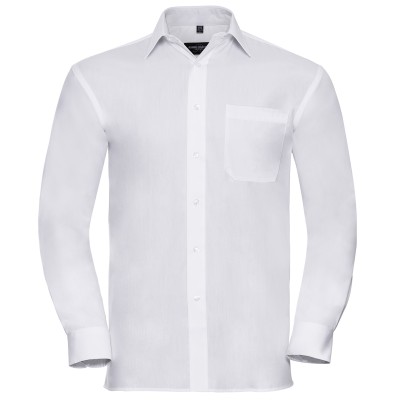 Camicia a maniche lunghe in popeline di puro cotone facile da trattare