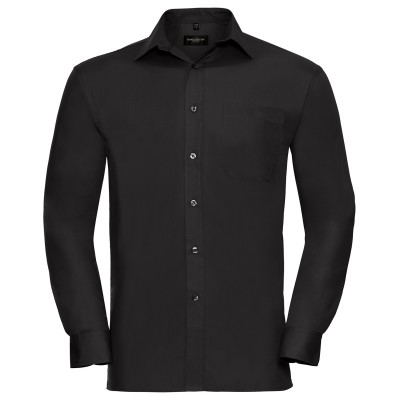 Camicia a maniche lunghe in popeline di puro cotone facile da trattare