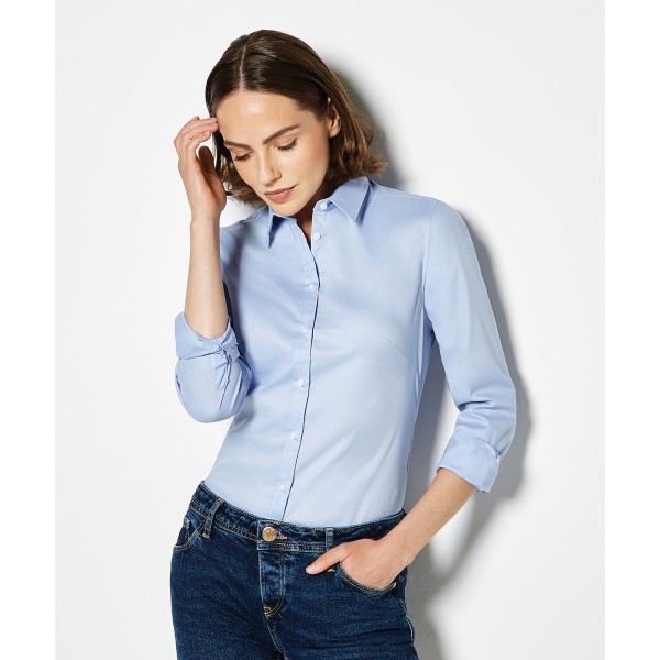 Camicia Oxford elasticizzata da donna a maniche lunghe (vestibilità su misura) - cod. RWKK782