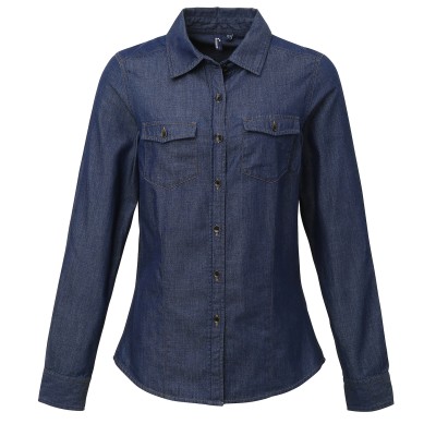 Camicia in denim con cuciture jeans da donna Camicia in denim con cuciture jeans da donna