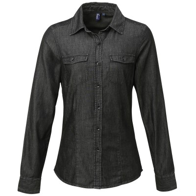 Camicia in denim con cuciture jeans da donna