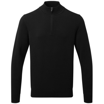 Maglione da uomo in misto cotone con cerniera ¼