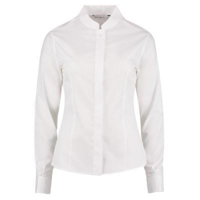 Camicia da donna con collo alla coreana, maniche lunghe (vestibilità su misura)