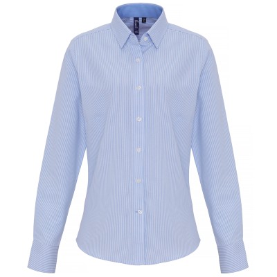 Blusa da donna in cotone Oxford a righe