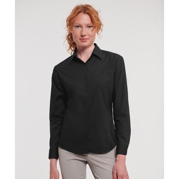 Camicia da donna a maniche lunghe in popeline di policotone e facile da trattare - cod. RWJ934F