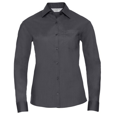 Camicia da donna a maniche lunghe in popeline di policotone e facile da trattare