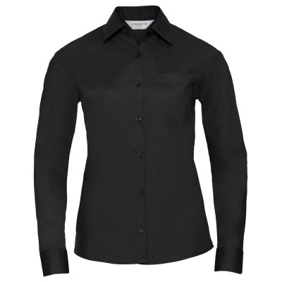 Camicia da donna a maniche lunghe in popeline di policotone e facile da trattare