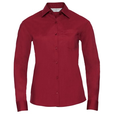 Camicia da donna a maniche lunghe in popeline di policotone e facile da trattare