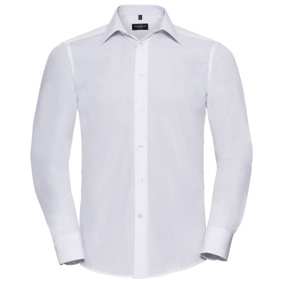 Camicia aderente in popeline di policotone a maniche lunghe e facile da lavare Camicia aderente in popeline di policotone a maniche lunghe e facile da lavare
