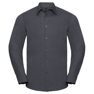 Camicia aderente in popeline di policotone a maniche lunghe e facile da lavare
