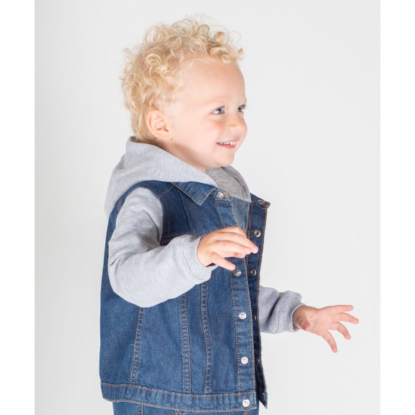 Giacca in denim con cappuccio e maniche in pile - cod. RWLW750