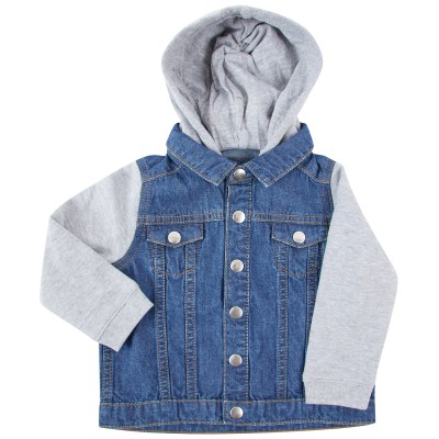 Giacca in denim con cappuccio e maniche in pile