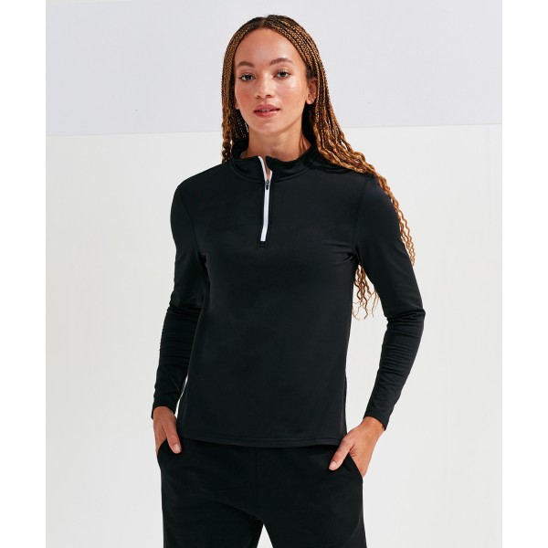 Maglia da donna a maniche lunghe in TriDri® riciclato con cerniera ¼ e schiena spazzolata - cod. RWTR121