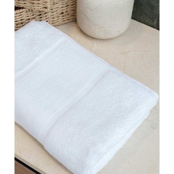 Asciugamano da bagno biologico con bordo stampabile - cod. RWTC504
