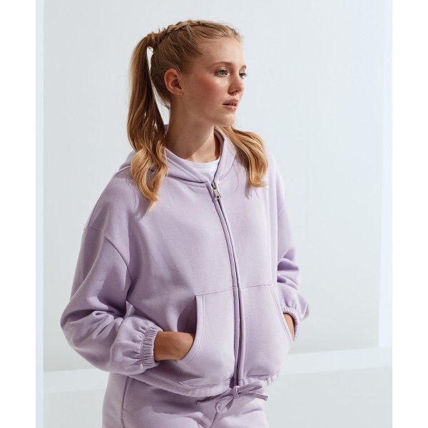 Felpa con cappuccio e zip intera con coulisse in TriDri® riciclato da donna - cod. RWTR601