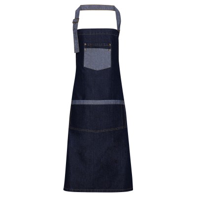 Grembiule con pettorina in denim a contrasto Domain