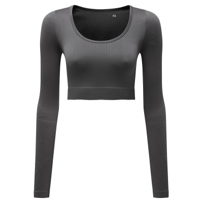 Top corto da donna TriDri® a coste senza cuciture '3D Fit' Top corto da donna TriDri® a coste senza cuciture '3D Fit'