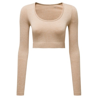 Top corto da donna TriDri® a coste senza cuciture '3D Fit'