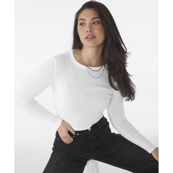 Maglietta da donna a maniche lunghe in micro costine per neonati - cod. RWBE144