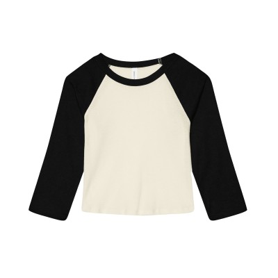 T-shirt da donna a costine micro 3/4 raglan per neonati T-shirt da donna a costine micro 3/4 raglan per neonati