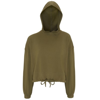 Felpa oversize corta con cappuccio TriDri® da donna
