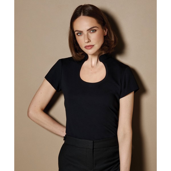 Top aziendale da donna con scollo a buco della serratura (vestibilità regolare) - cod. RWKK755