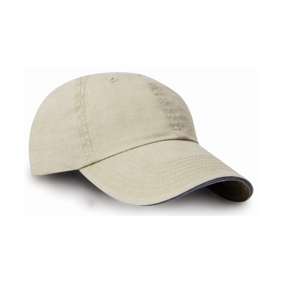 Cappellino in cotone lavato con visiera a sandwich