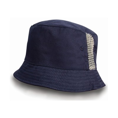 Cappello da pescatore deluxe in cotone lavato con pannelli laterali in rete