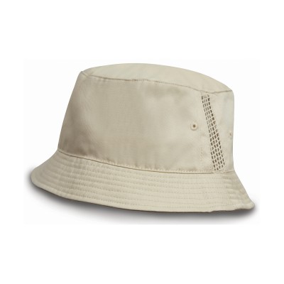 Cappello da pescatore deluxe in cotone lavato con pannelli laterali in rete