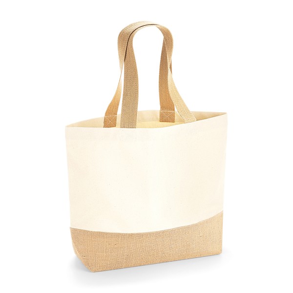 Borsa in tela con base in juta - cod. RWWM451