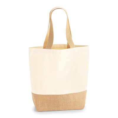 Shopper in tela con base in juta