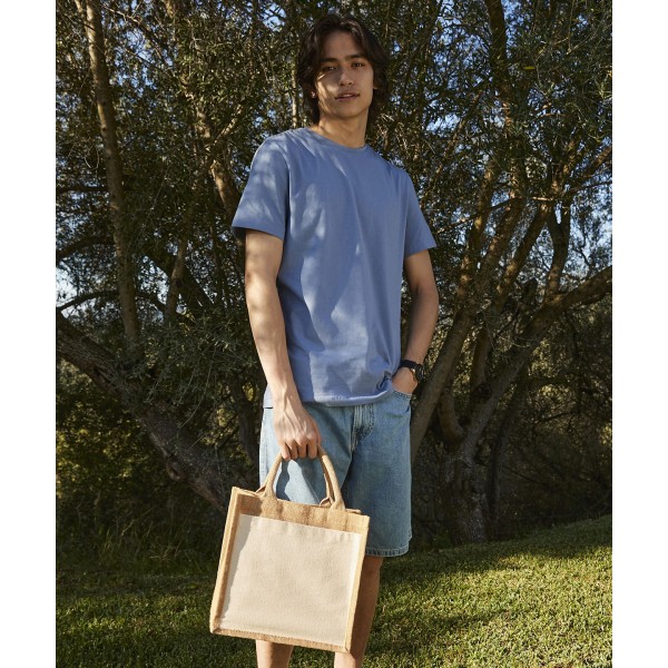 Borsa tote midi in juta con tasca in cotone - cod. RWWM426