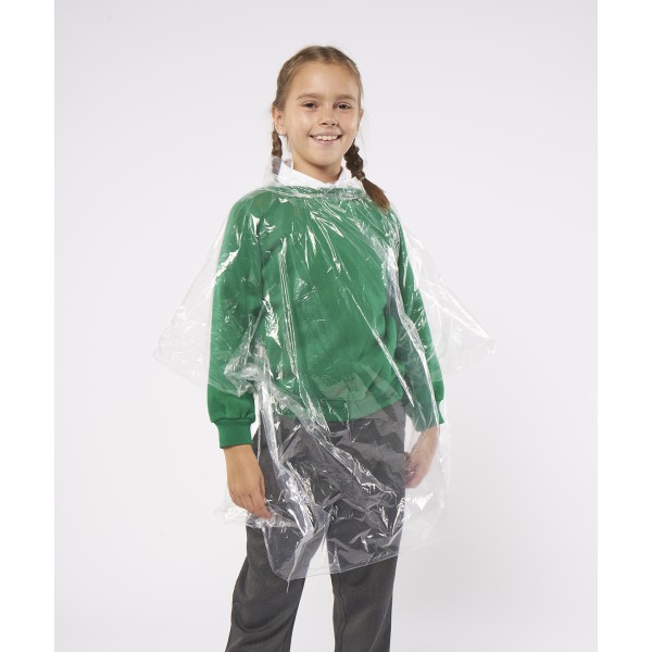 Poncho di emergenza in plastica con cappuccio per bambini - cod. RWJB03J