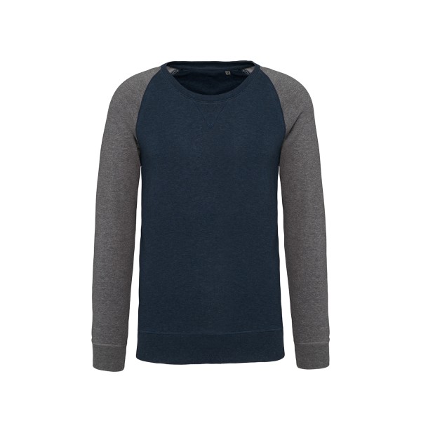 Felpa da uomo con scollo a giro e maniche raglan in tessuto organico bicolore - cod. RWKB491