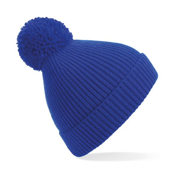 Berretto con pompon a coste lavorato a maglia - cod. RWBC382