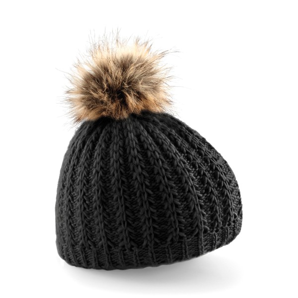 Berretto con pompon di pelliccia - cod. RWBC416