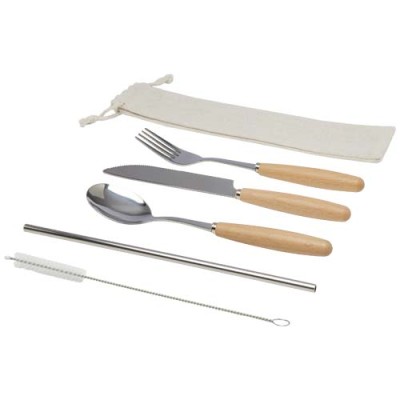 Set di posate da 5 pezzi in acciaio inossidabile e legno di faggio Root  - cod. P113414