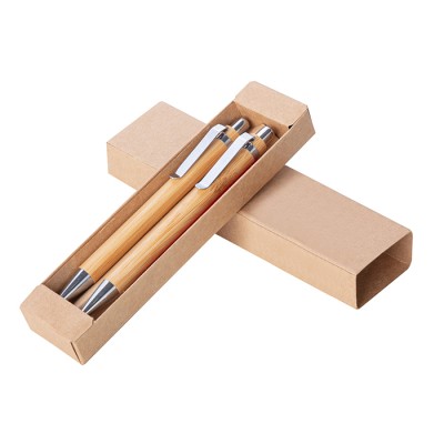 Set di penne serigrafate in bamboo PD497