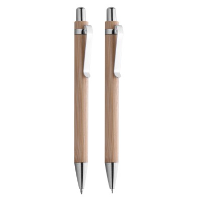 Set di penne serigrafate in bamboo PD497