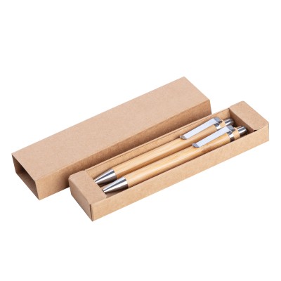 Set di penne serigrafate in bamboo PD497